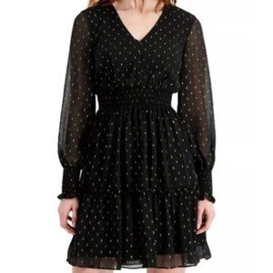 Taylor Womens Chiffon Metallic Fit & Flare Dress